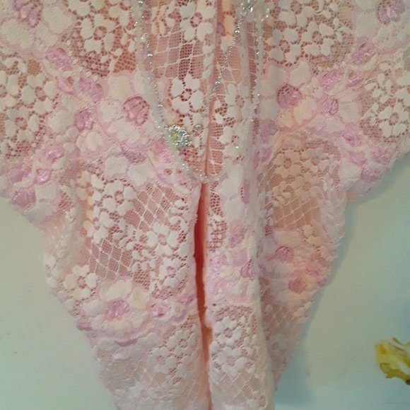 Banana Republic Pink/White Lace Blouse Sz. L - Picture 5 of 8